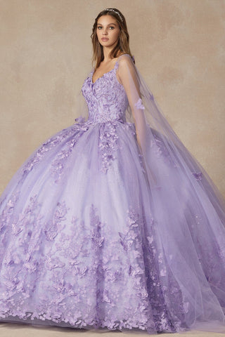 Ärmelloses Ballkleid mit 3D-Schmetterlings-Cape von Juliet 1442