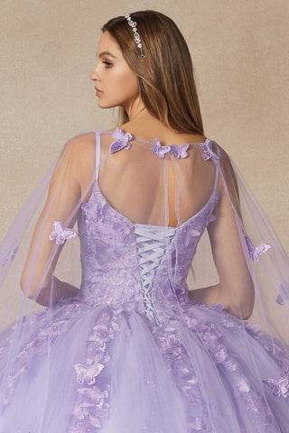 Ärmelloses Ballkleid mit 3D-Schmetterlings-Cape von Juliet 1442