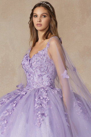 Ärmelloses Ballkleid mit 3D-Schmetterlings-Cape von Juliet 1442