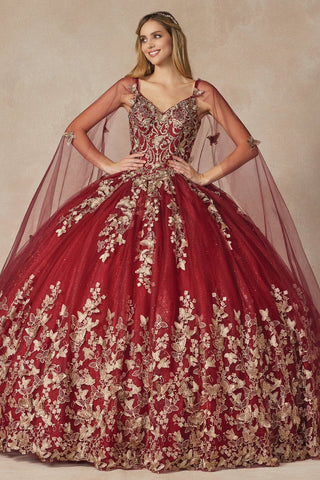 Ärmelloses Ballkleid mit 3D-Schmetterlings-Cape von Juliet 1442