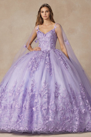 Ärmelloses Ballkleid mit 3D-Schmetterlings-Cape von Juliet 1442