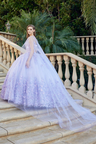 Ärmelloses Ballkleid mit 3D-Schmetterlings-Cape von Juliet 1442