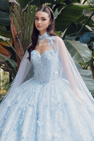 3D Schmetterling trägerloses Cape Ballkleid von Juliet JT1449J