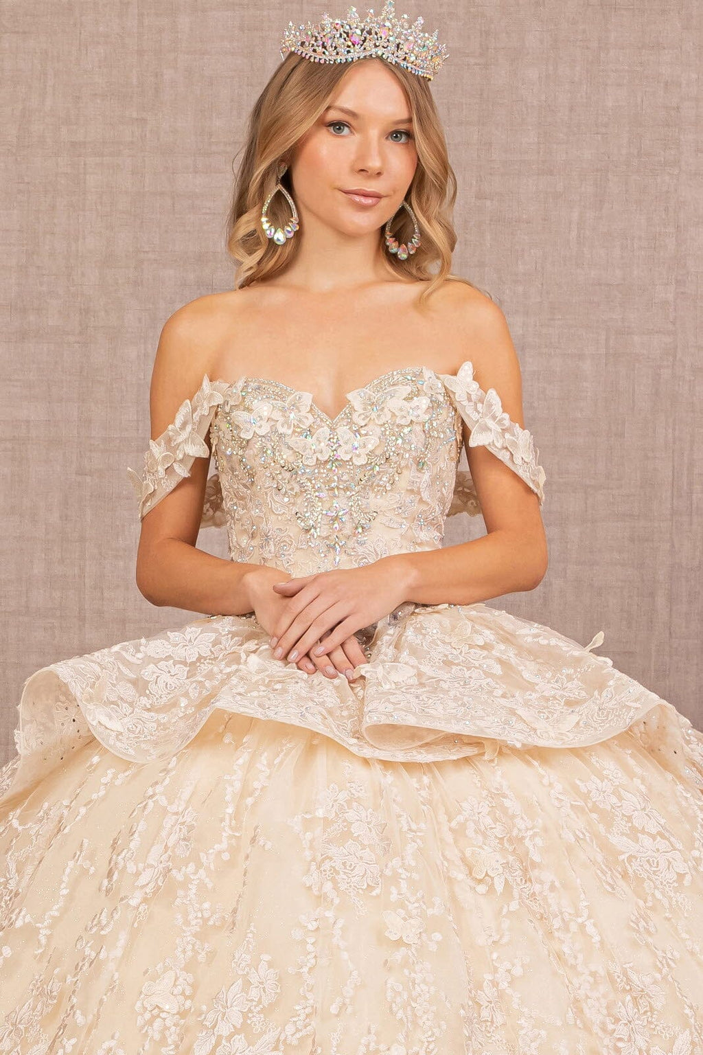 3D Butterfly Sweetheart Ball Gown by Elizabeth K GL3112