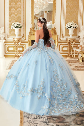 Trägerloses Ballkleid mit 3D-Blumenapplikation von Ladivine 15714