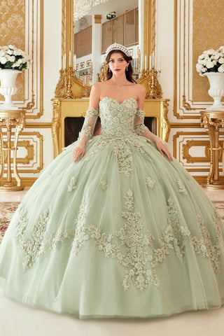 Trägerloses Ballkleid mit 3D-Blumenapplikation von Ladivine 15714