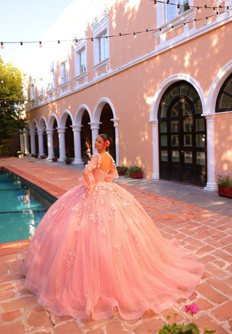 Quinceanera-Kleid mit Glockenärmeln und 3D-Blumenmuster von Amarra 54290