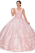 Vestido de baile com capa floral 3D da Cinderela Couture 8030J