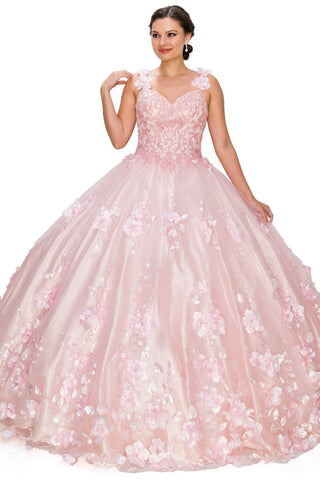 Ballkleid mit 3D-Blumenumhang von Cinderella Couture 8030J