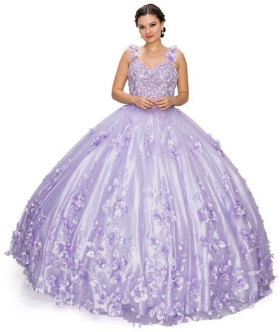 Ballkleid mit 3D-Blumenumhang von Cinderella Couture 8030J