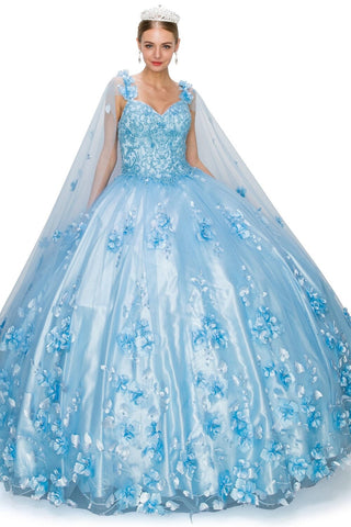 Ballkleid mit 3D-Blumenumhang von Cinderella Couture 8030J