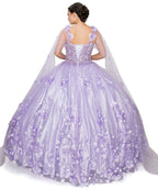 Vestido de baile com capa floral 3D da Cinderela Couture 8030J