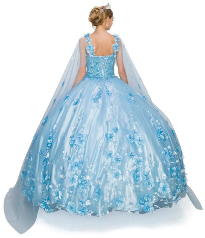 Ballkleid mit 3D-Blumenumhang von Cinderella Couture 8030J