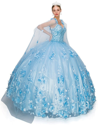 Ballkleid mit 3D-Blumenumhang von Cinderella Couture 8030J