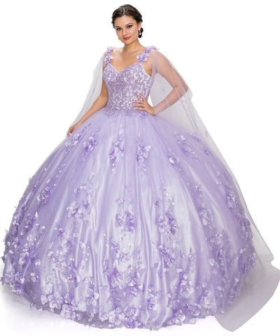 Ballkleid mit 3D-Blumenumhang von Cinderella Couture 8030J