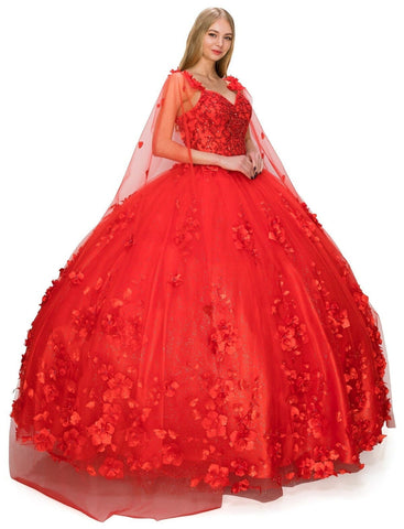 Ballkleid mit 3D-Blumenumhang von Cinderella Couture 8030J