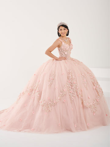 Quinceanera-Kleid mit 3D-Blumen-Cape von Fiesta Gowns 56498