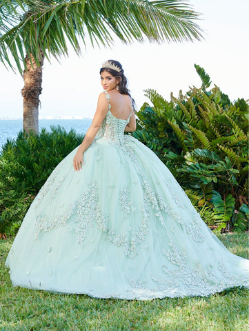 Quinceanera-Kleid mit 3D-Blumen-Cape von Fiesta Gowns 56498