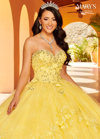 Quinceanera-Kleid mit 3D-Blumen-Cape von Mary's Bridal MQ2157