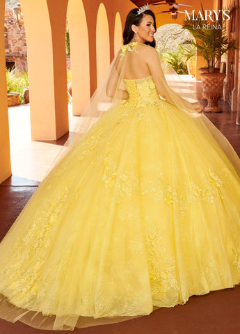 Quinceanera-Kleid mit 3D-Blumen-Cape von Mary's Bridal MQ2157