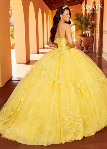 Quinceanera-Kleid mit 3D-Blumen-Cape von Mary's Bridal MQ2157