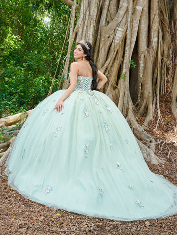 Quinceanera-Kleid mit 3D-Blumen und Cape-Ärmeln von Fiesta Gowns 56500