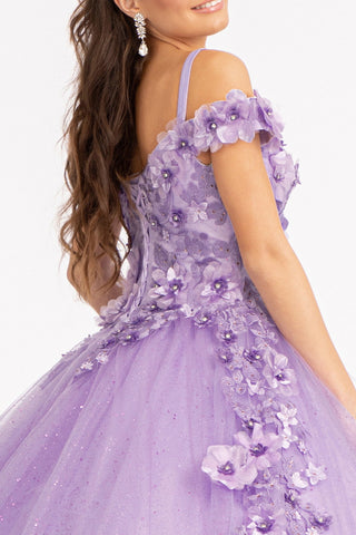 Ballkleid mit 3D-Blumenmuster und kalten Schultern von Elizabeth K GL1988