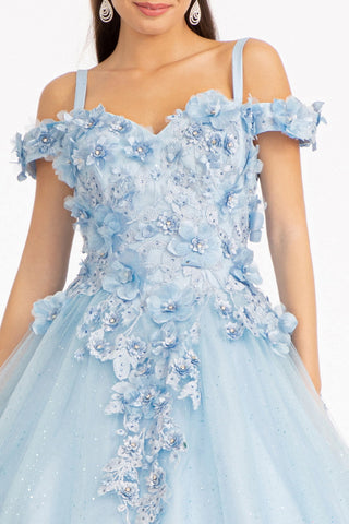 Ballkleid mit 3D-Blumenmuster und kalten Schultern von Elizabeth K GL1988