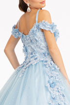 Ballkleid mit 3D-Blumenmuster und kalten Schultern von Elizabeth K GL1988