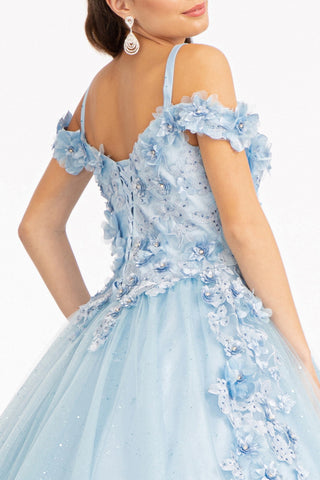 Ballkleid mit 3D-Blumenmuster und kalten Schultern von Elizabeth K GL1988