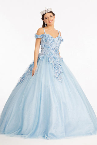 Ballkleid mit 3D-Blumenmuster und kalten Schultern von Elizabeth K GL1988