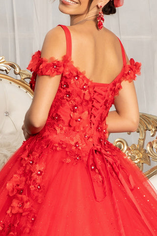 Ballkleid mit 3D-Blumenmuster und kalten Schultern von Elizabeth K GL1988