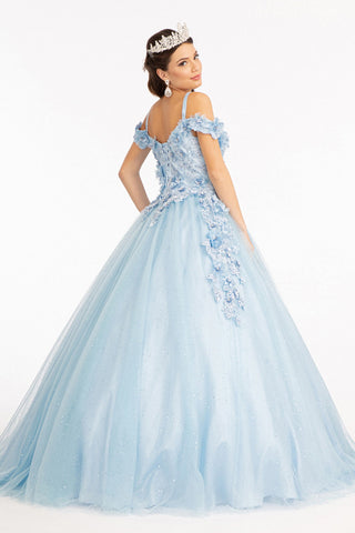 Ballkleid mit 3D-Blumenmuster und kalten Schultern von Elizabeth K GL1988