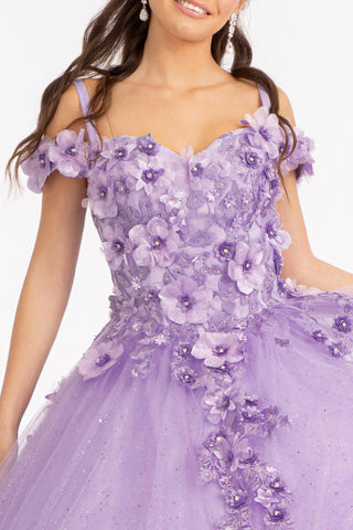 Ballkleid mit 3D-Blumenmuster und kalten Schultern von Elizabeth K GL1988