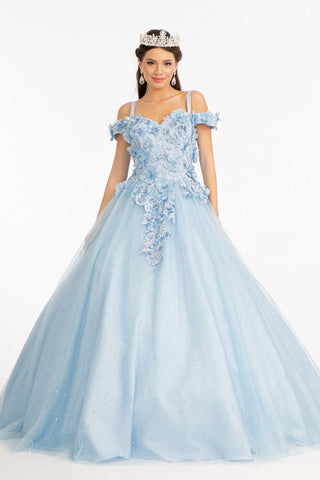 Ballkleid mit 3D-Blumenmuster und kalten Schultern von Elizabeth K GL1988