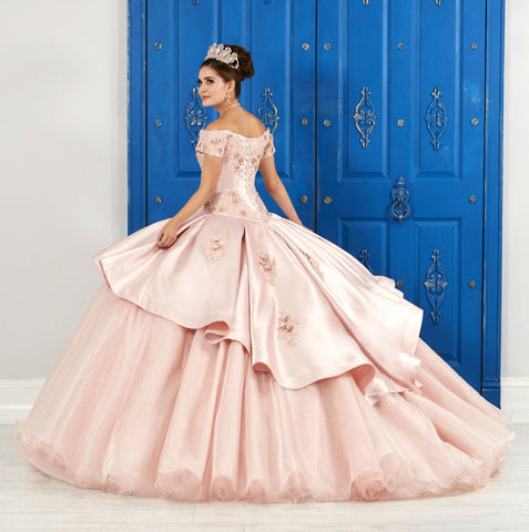 Kurzärmeliges 3D-Blumenkleid von House of Wu LA Glitter 24044