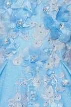 Vestido de baile com glitter floral 3D da Cinderela Couture 8020J
