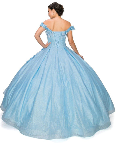 Ballkleid mit 3D-Blumenglitzer von Cinderella Couture 8020J