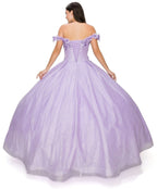 Vestido de baile com glitter floral 3D da Cinderela Couture 8020J