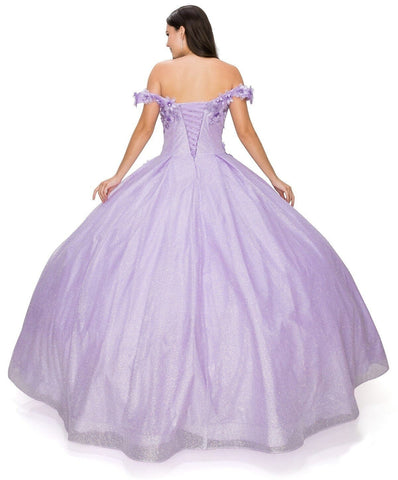 Ballkleid mit 3D-Blumenglitzer von Cinderella Couture 8020J