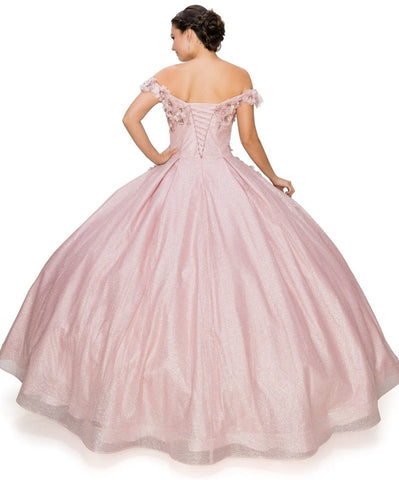 Ballkleid mit 3D-Blumenglitzer von Cinderella Couture 8020J