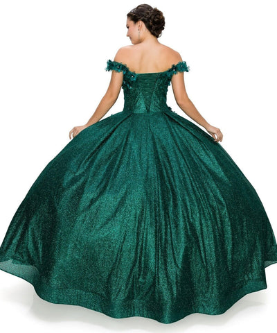 Ballkleid mit 3D-Blumenglitzer von Cinderella Couture 8020J
