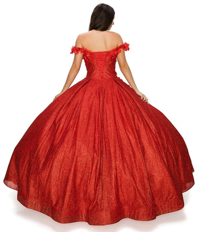 Ballkleid mit 3D-Blumenglitzer von Cinderella Couture 8020J