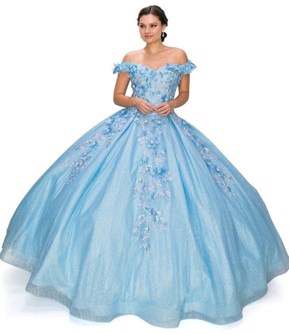Ballkleid mit 3D-Blumenglitzer von Cinderella Couture 8020J