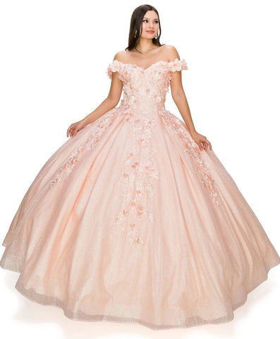 Ballkleid mit 3D-Blumenglitzer von Cinderella Couture 8020J