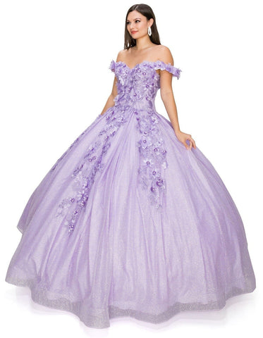 Ballkleid mit 3D-Blumenglitzer von Cinderella Couture 8020J