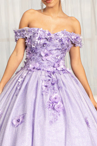 3D-Blumenglitzer-Ballkleid von Elizabeth K GL1971