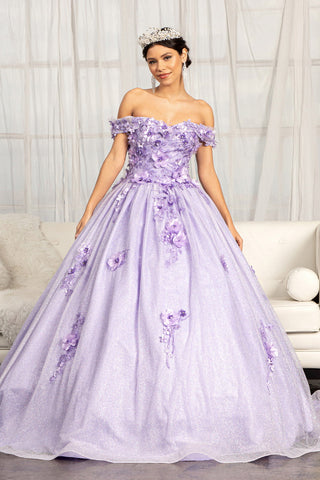 3D-Blumenglitzer-Ballkleid von Elizabeth K GL1971