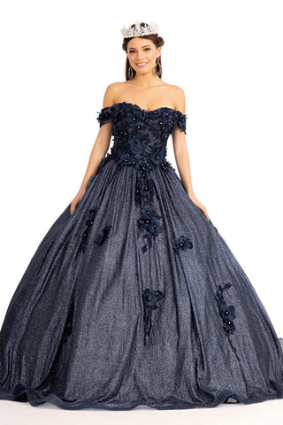 3D-Blumenglitzer-Ballkleid von Elizabeth K GL1971