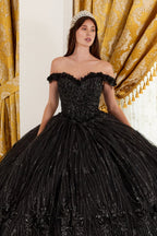3D-Blumenglitzer-Ballkleid ohne Schultern von Ladivine 15704